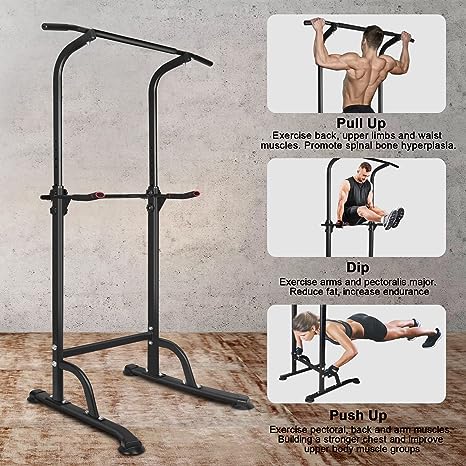 Torre Multifunción Dominadas y Fondos DAILYRUN | Altura Ajustable Gym en Casa hasta 150kg