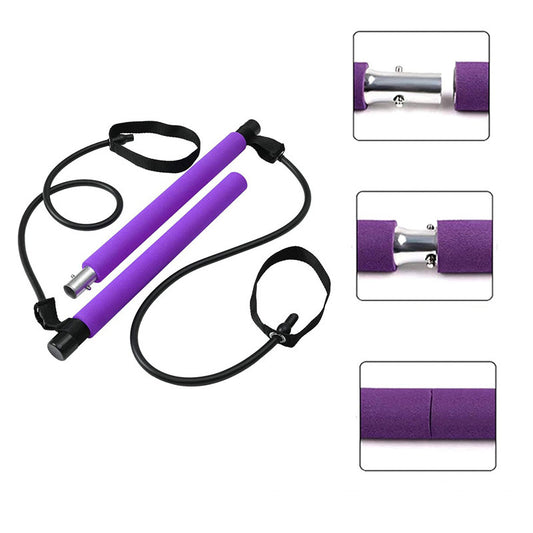 Barra Pilates con Bandas Elásticas DAILYRUN | Gym, Yoga y Entrenamiento Corporal Completo