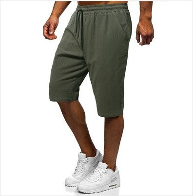 Pantalones Deportivos Hombre Algodón y Lino — Corte Holgado 3/4