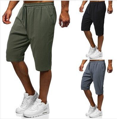 Pantalones Deportivos Hombre Algodón y Lino — Corte Holgado 3/4
