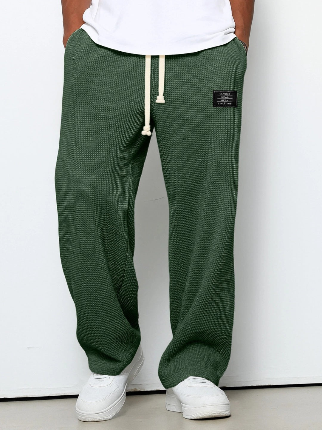 Pantalón Waffle Recto Hombre — Casual Deportivo con Cordón