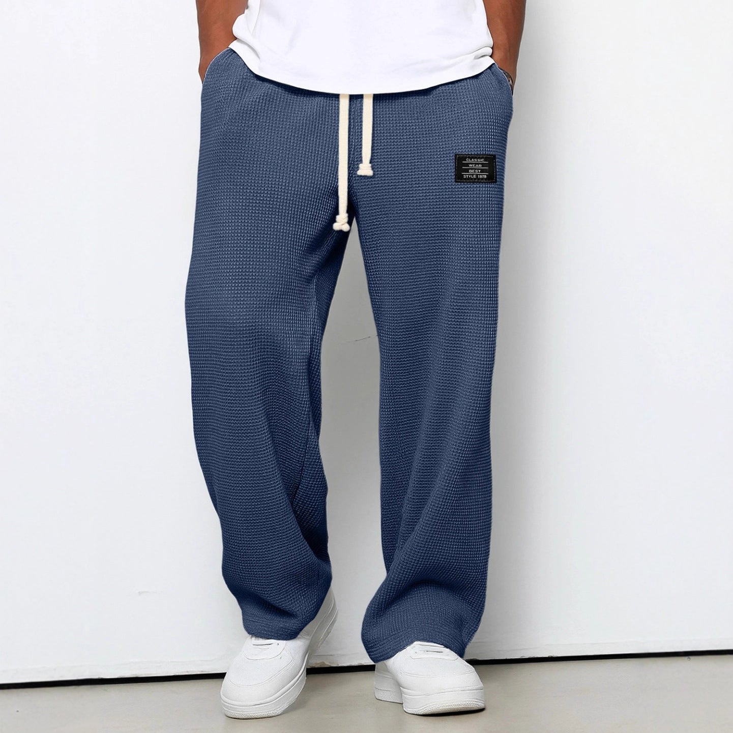 Pantalón Waffle Recto Hombre — Casual Deportivo con Cordón
