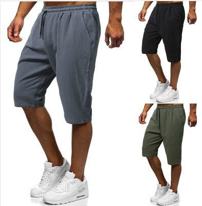 Pantalones Deportivos Hombre Algodón y Lino — Corte Holgado 3/4