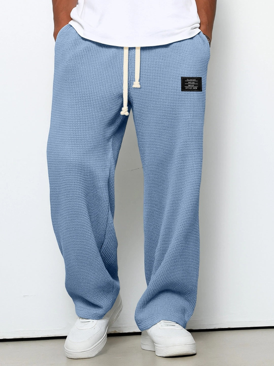 Pantalón Waffle Recto Hombre — Casual Deportivo con Cordón