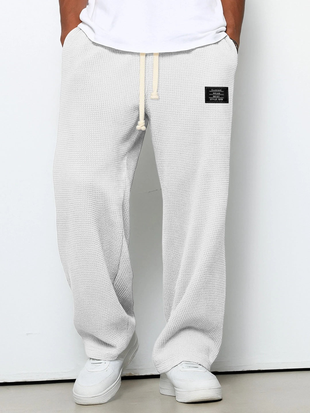 Pantalón Waffle Recto Hombre — Casual Deportivo con Cordón