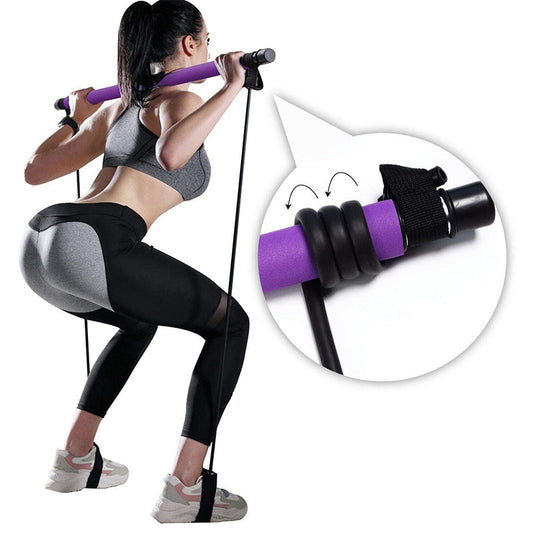 Barra Pilates con Bandas Elásticas DAILYRUN | Gym, Yoga y Entrenamiento Corporal Completo