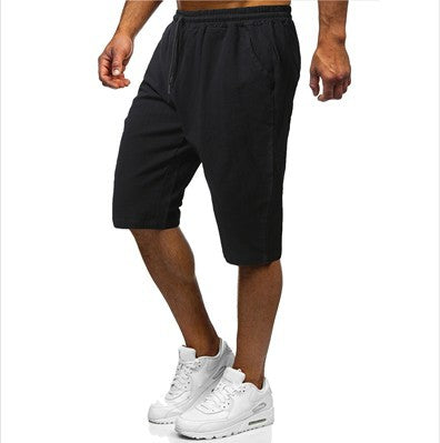Pantalones Deportivos Hombre Algodón y Lino — Corte Holgado 3/4