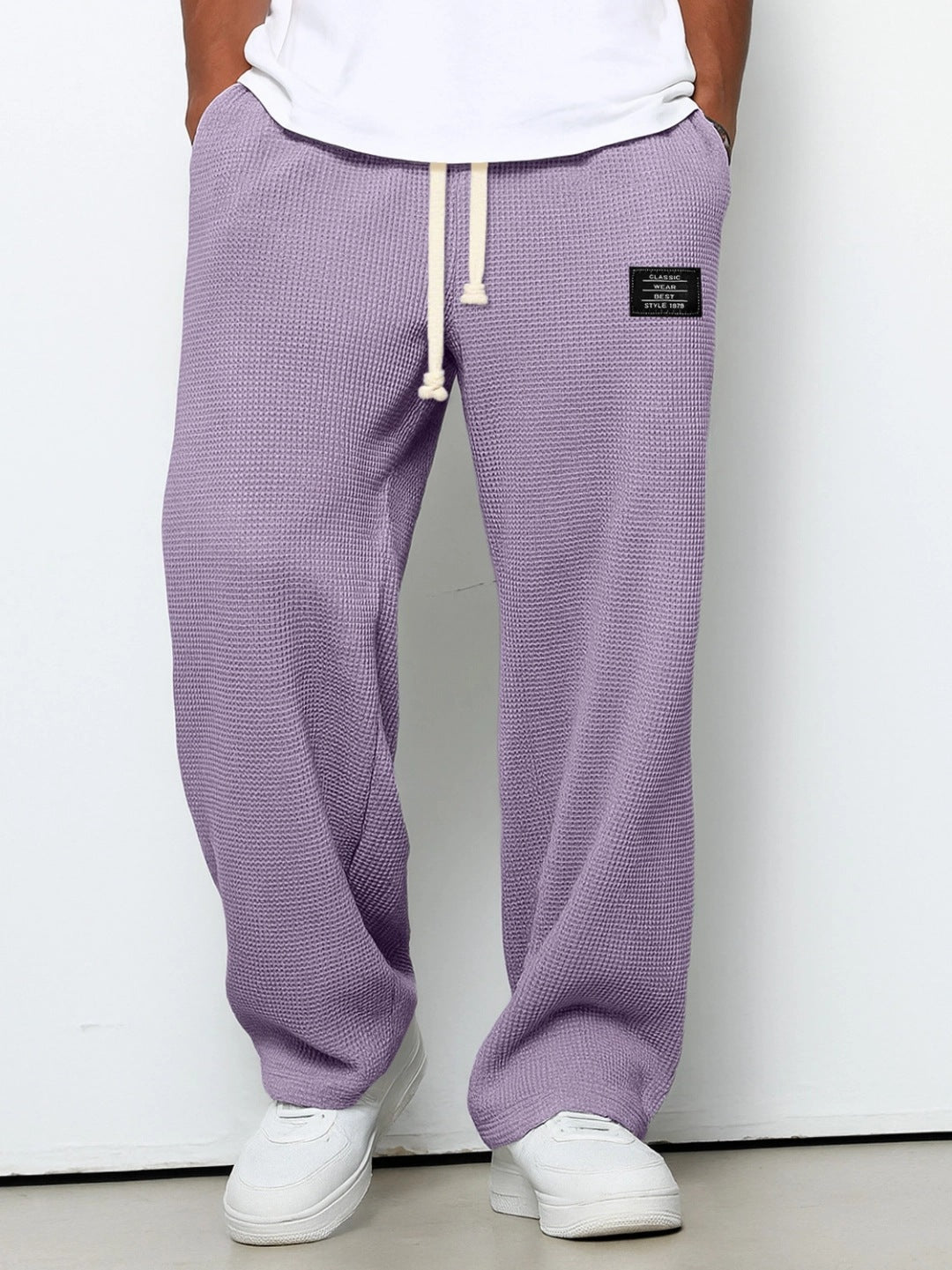 Pantalón Waffle Recto Hombre — Casual Deportivo con Cordón