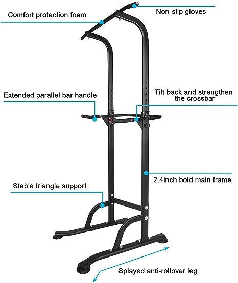 Torre Multifunción Dominadas y Fondos DAILYRUN | Altura Ajustable Gym en Casa hasta 150kg