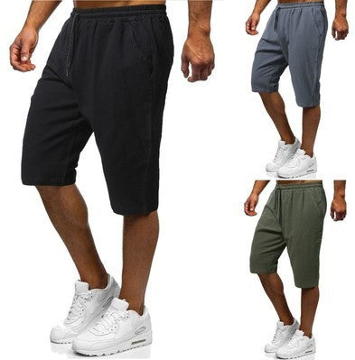 Pantalones Deportivos Hombre Algodón y Lino — Corte Holgado 3/4