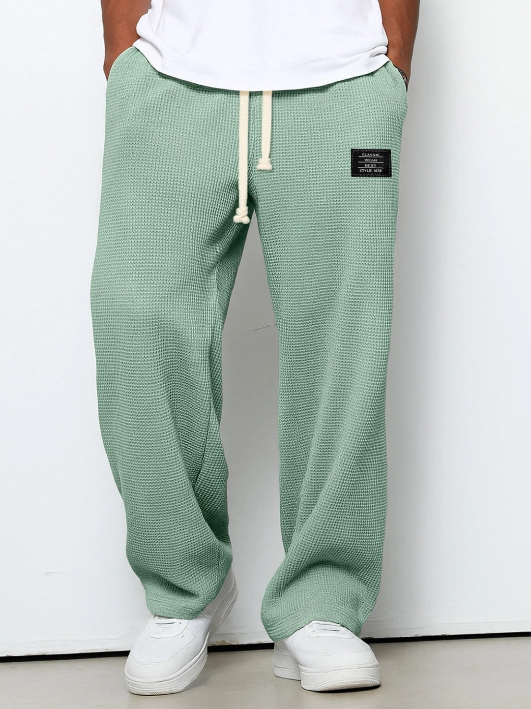 Pantalón Waffle Recto Hombre — Casual Deportivo con Cordón