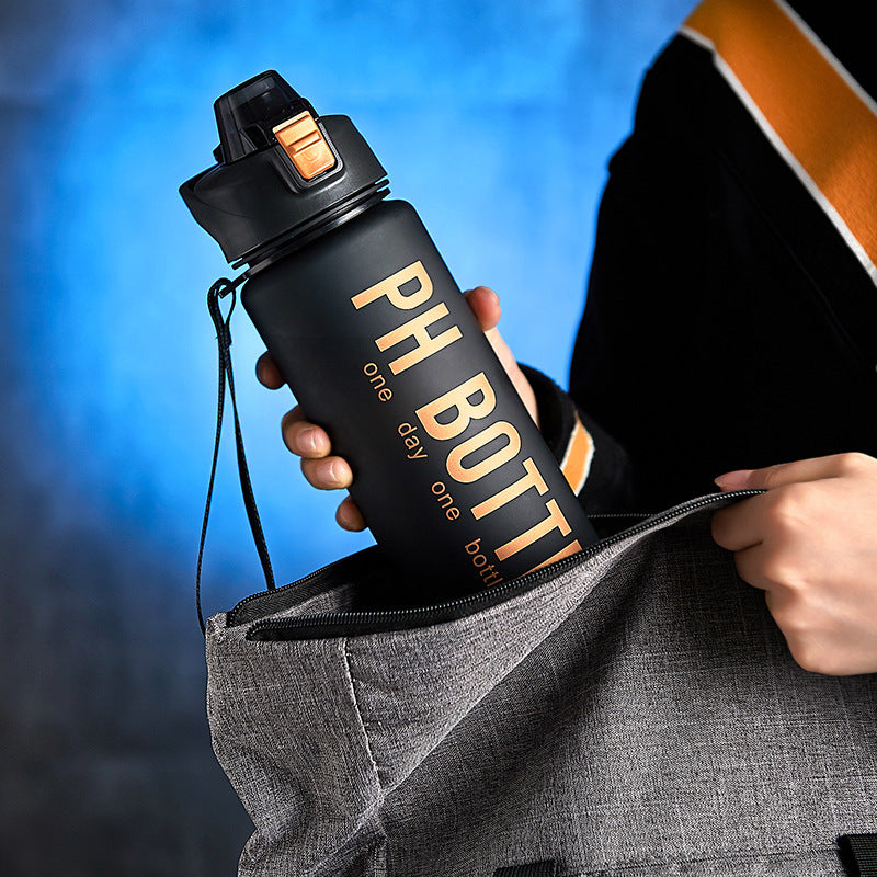 Botella Deportiva 1000ml DAILYRUN | Plástico Mate Negro Gran Capacidad Gym y Outdoor